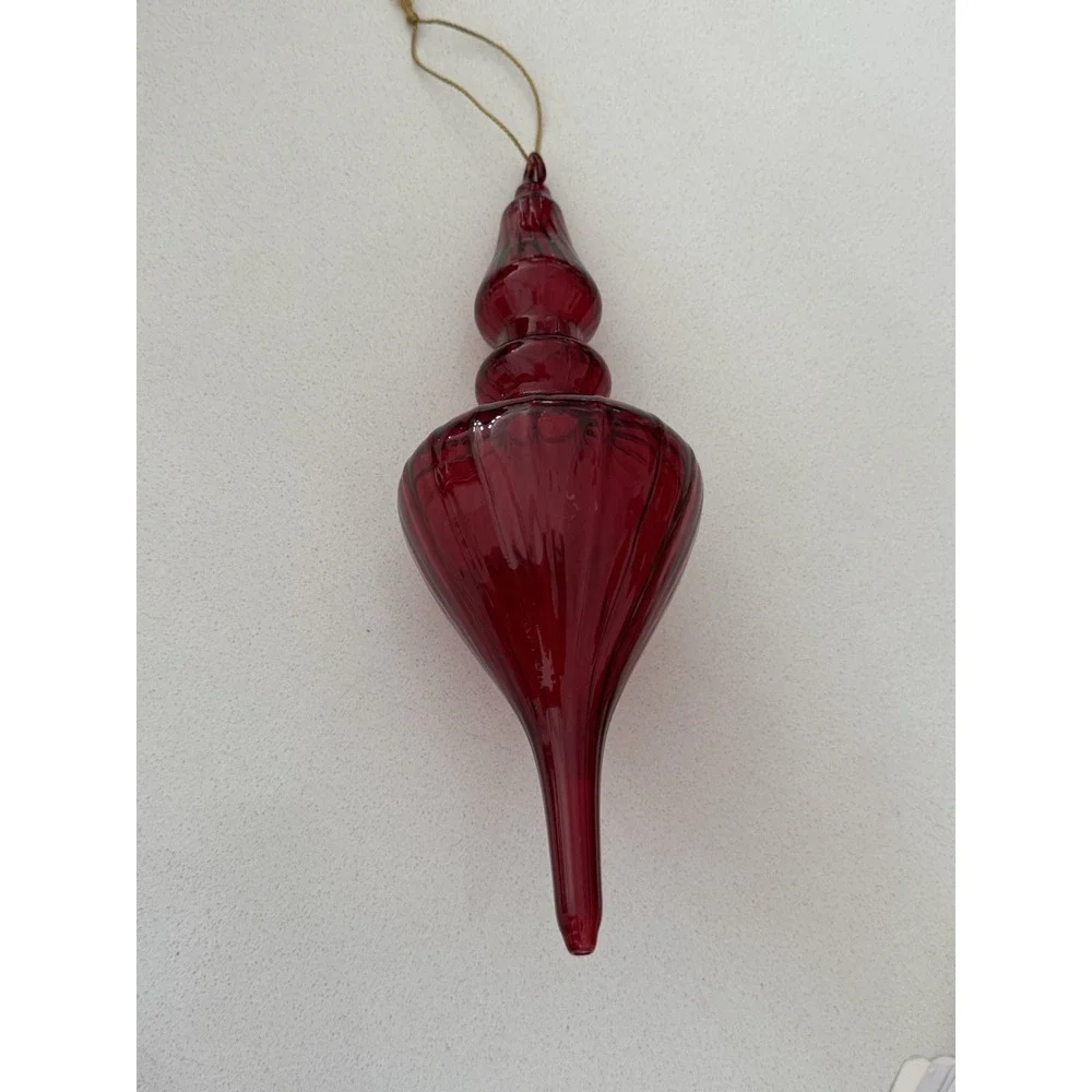 Melrose Large Red Glass Handblown Finial Drop Christmas‎ Ornament 3 Tier